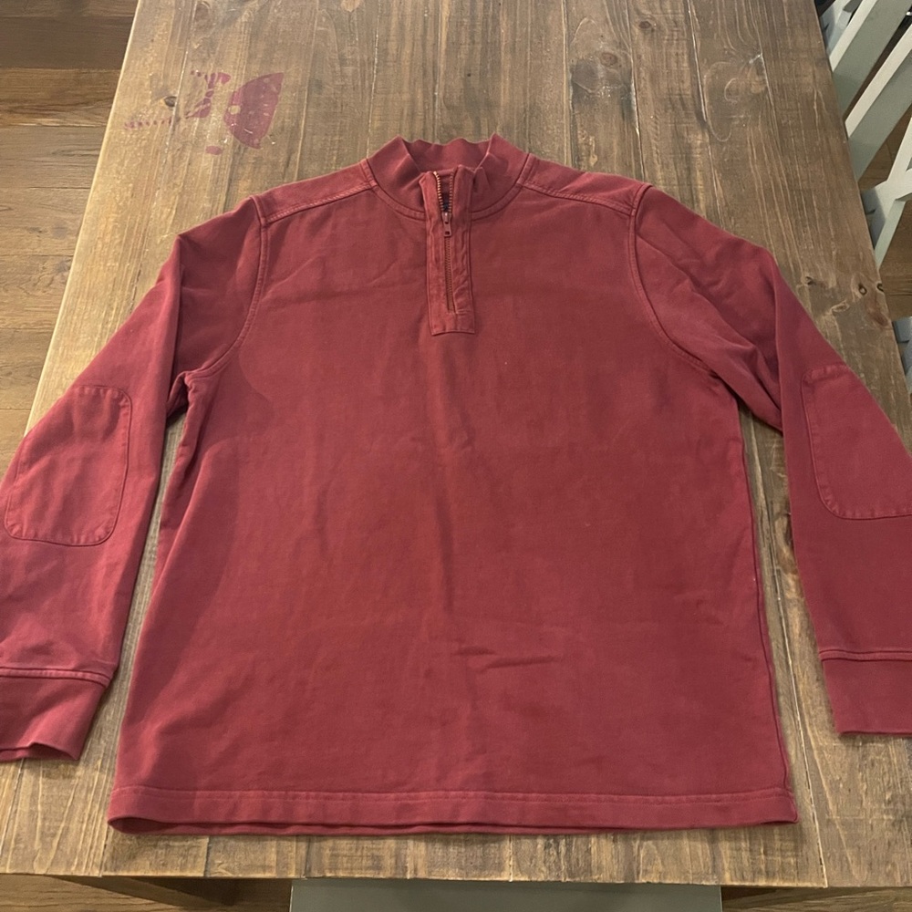 Untuckit Large Quarter Zip Elbow Patch 100% Cotton Pullover